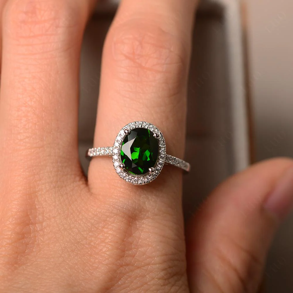 Oval Diopside Halo Ring - Image 32