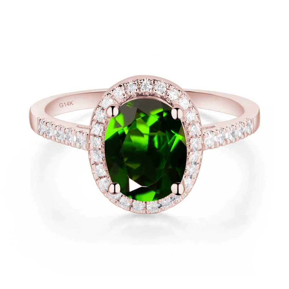 Oval Diopside Halo Ring - Image 4