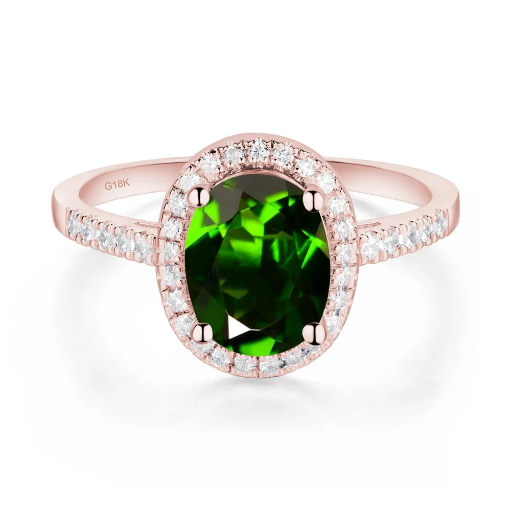 Oval Diopside Halo Ring - Image 8