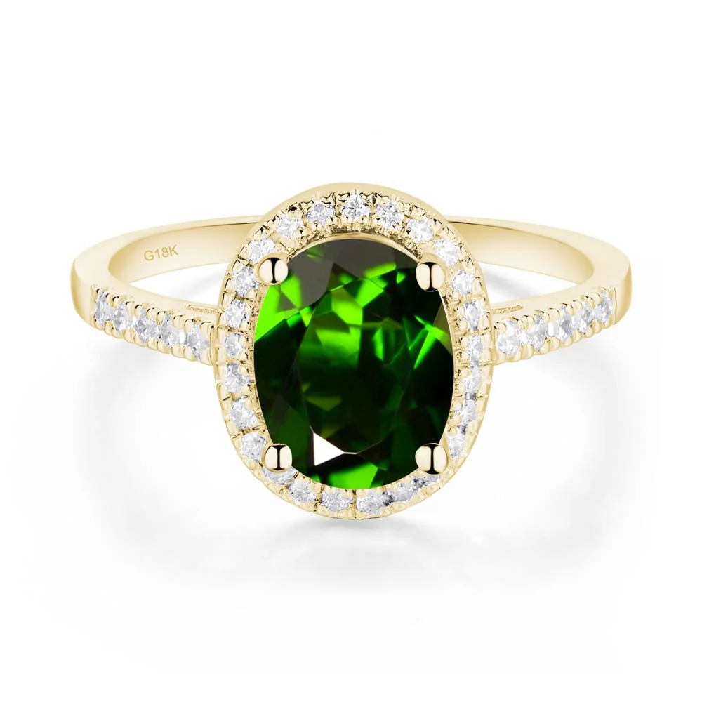 Oval Diopside Halo Ring - Image 9