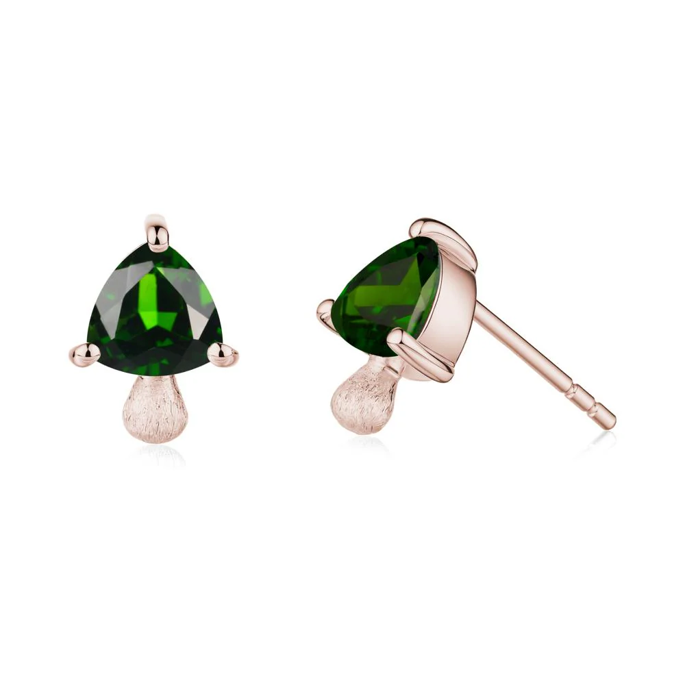 Diopside Mini Mushroom Stud Earrings - Image 3