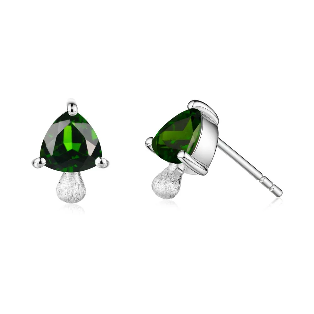 Diopside Mini Mushroom Stud Earrings - Image 9