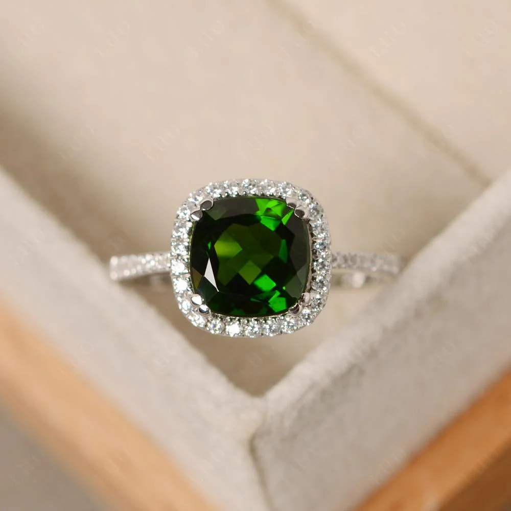 Cushion Cut Diopside Halo Ring - Image 10