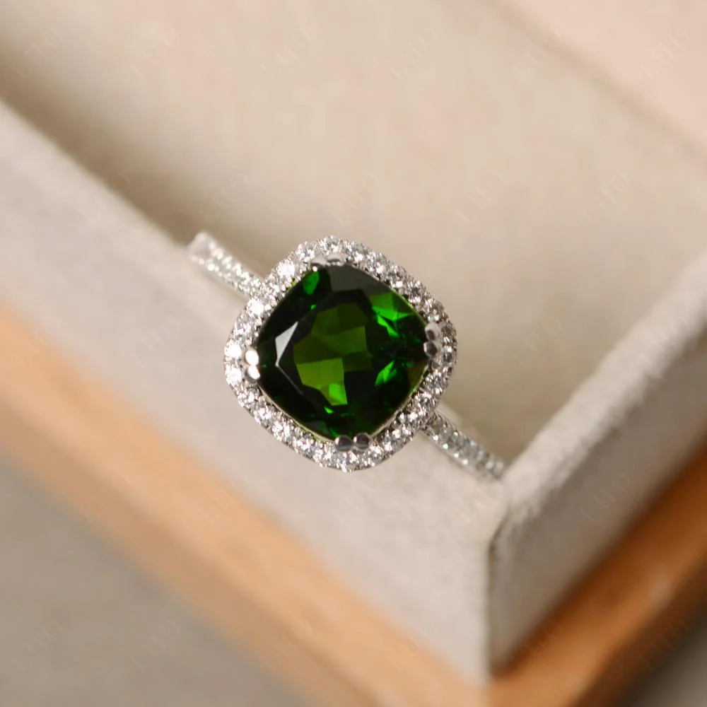 Cushion Cut Diopside Halo Ring - Image 12