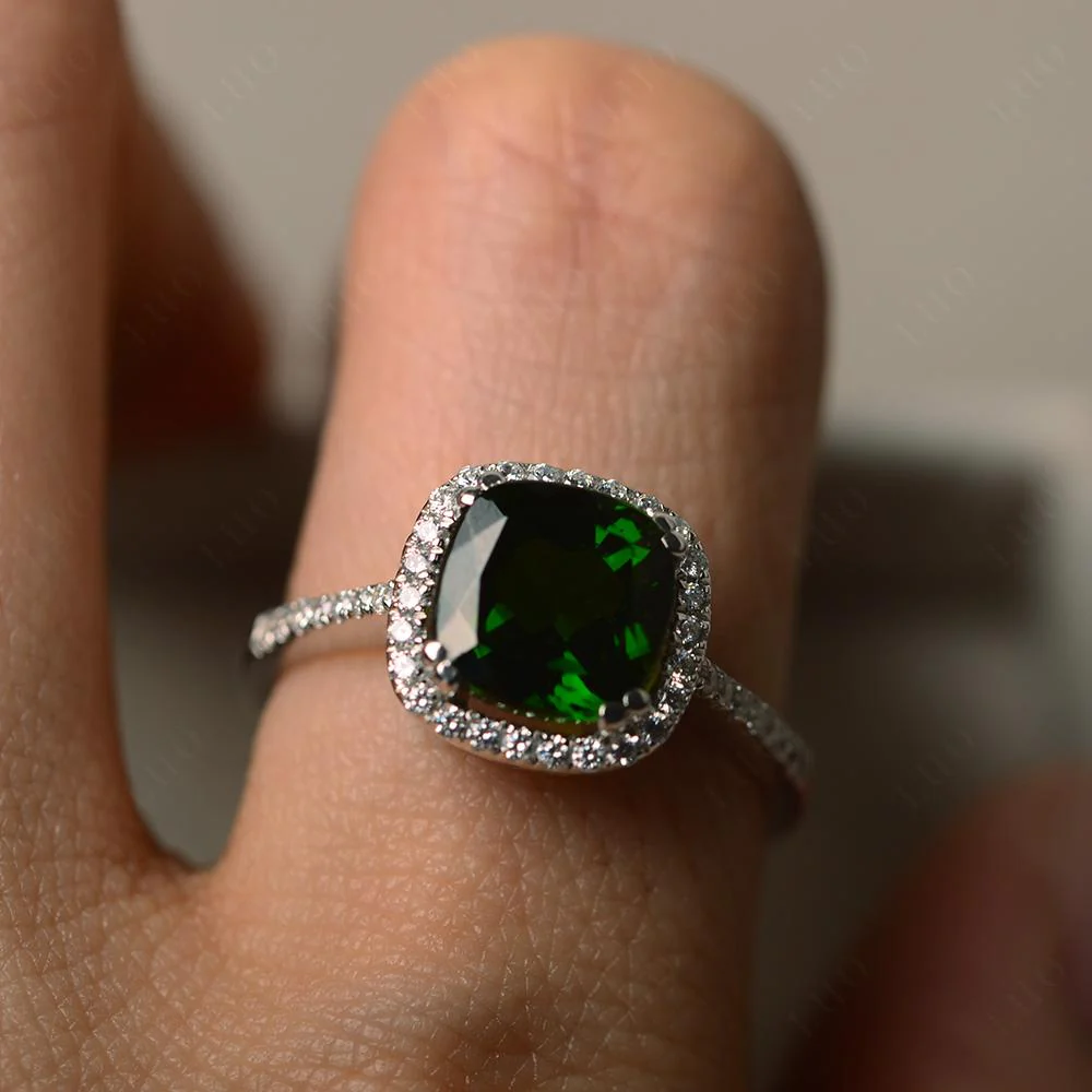 Cushion Cut Diopside Halo Ring - Image 14