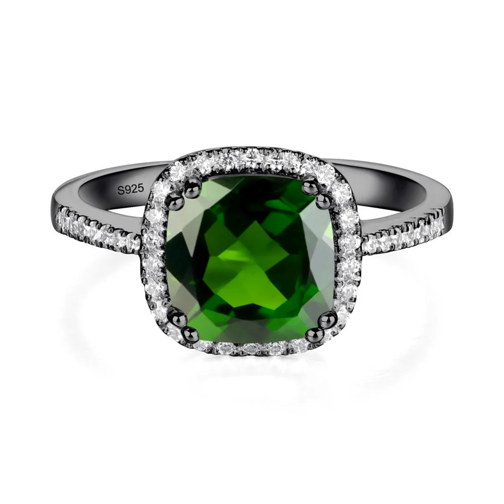 Cushion Cut Diopside Halo Ring - Image 3