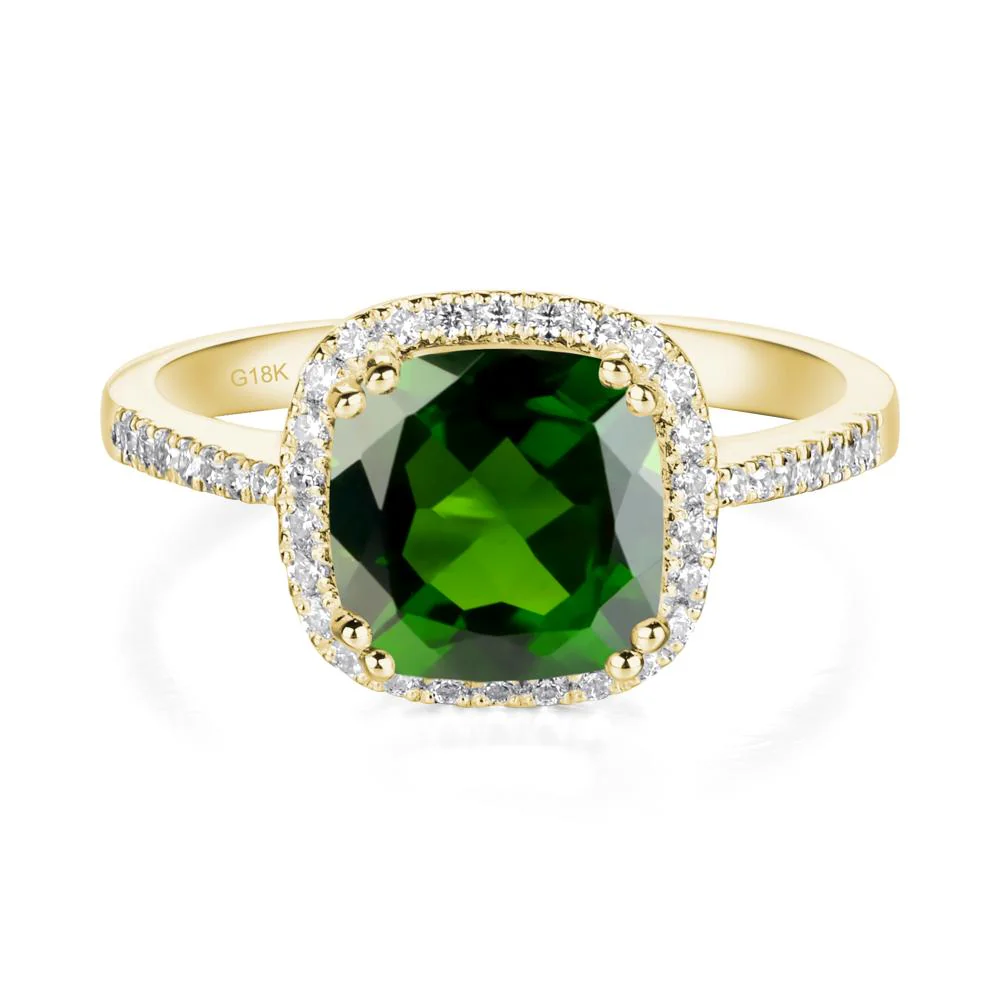Cushion Cut Diopside Halo Ring - Image 6