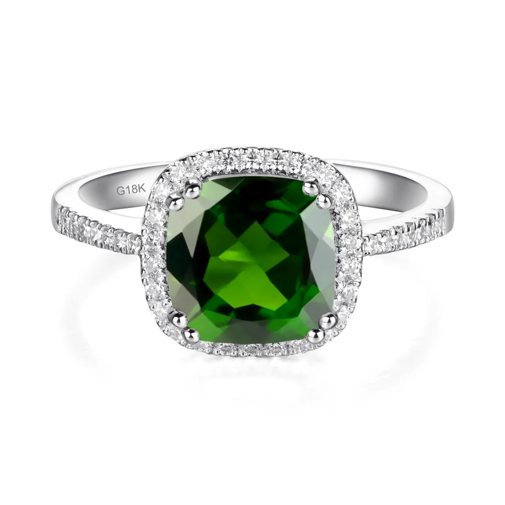 Cushion Cut Diopside Halo Ring - Image 7