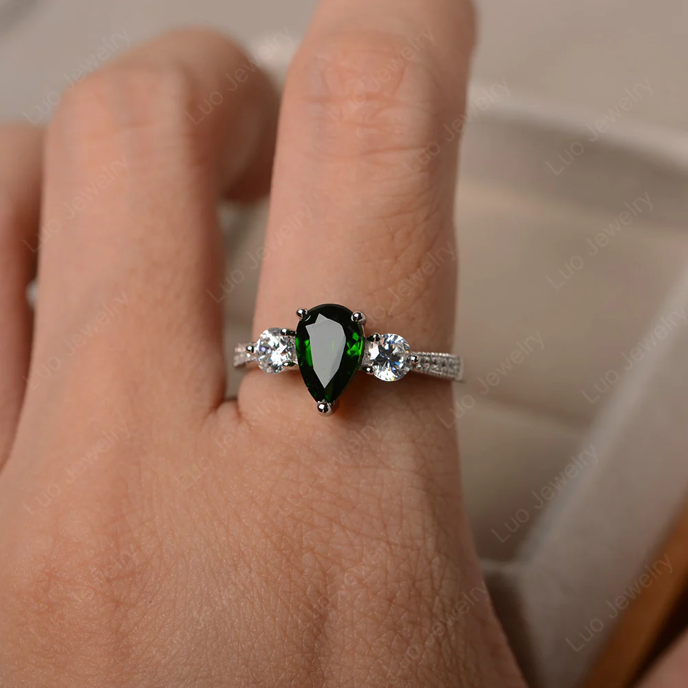 Pear Shaped Diopside Engagement Ring - Image 4