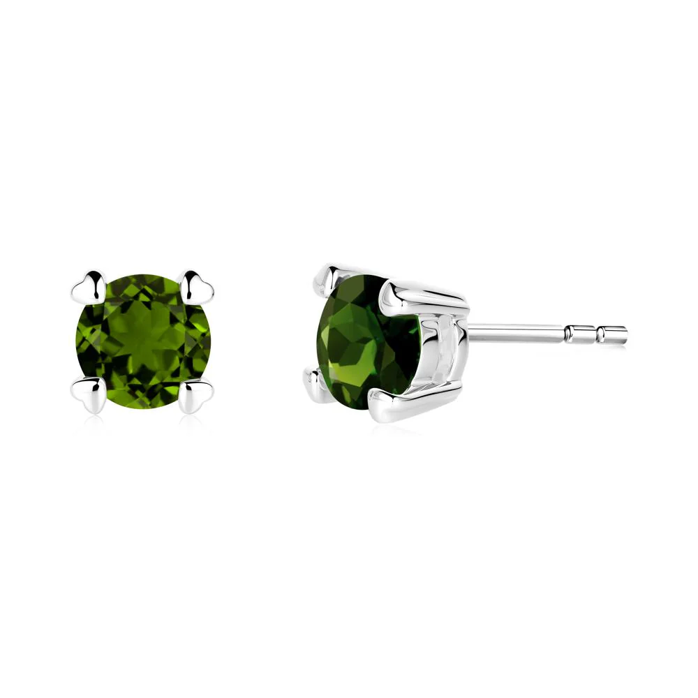 Diopside Stud Earrings with Heart Prongs - Image 2