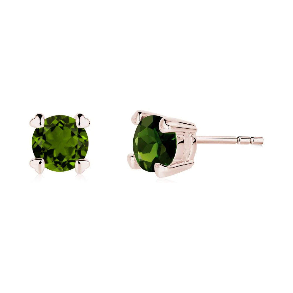 Diopside Stud Earrings with Heart Prongs - Image 4