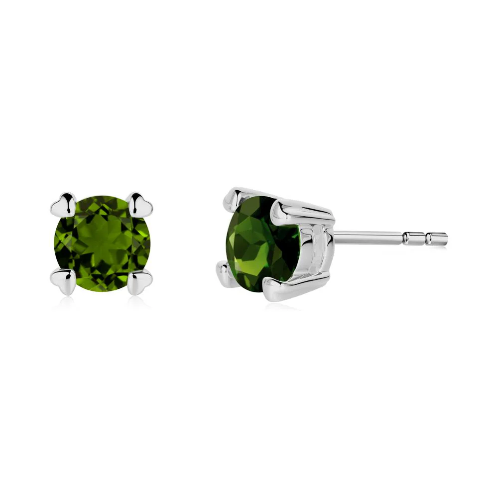Diopside Stud Earrings with Heart Prongs - Image 6