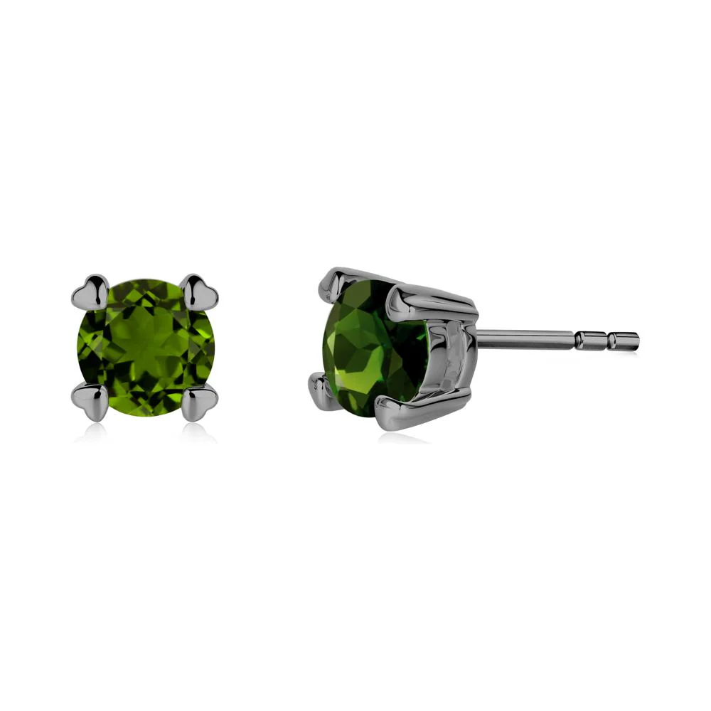 Diopside Stud Earrings with Heart Prongs - Image 8