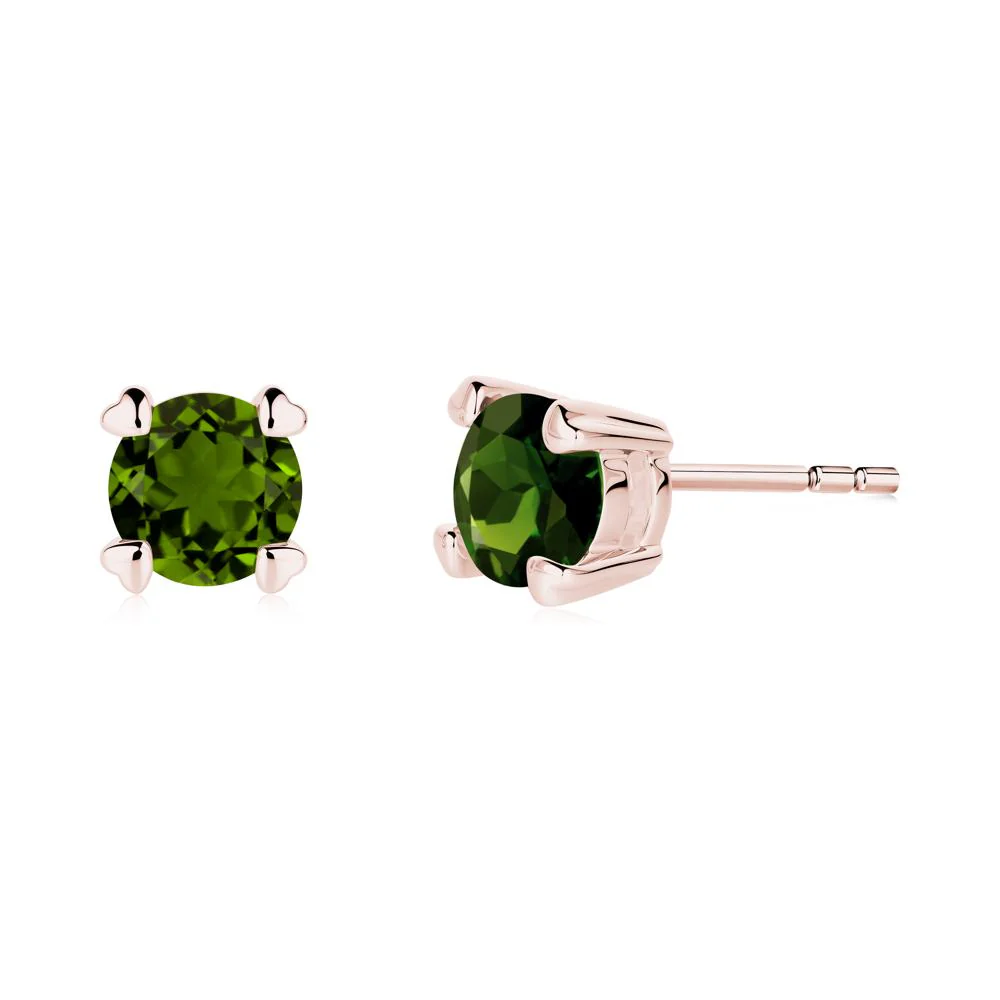 Diopside Stud Earrings with Heart Prongs - Image 9