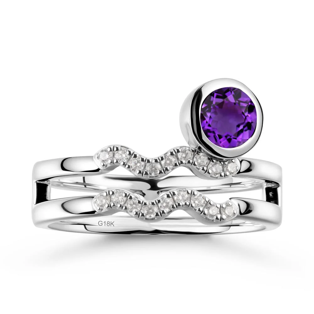 Double Band Aquarius Zodiac Amethyst Ring - Image 5