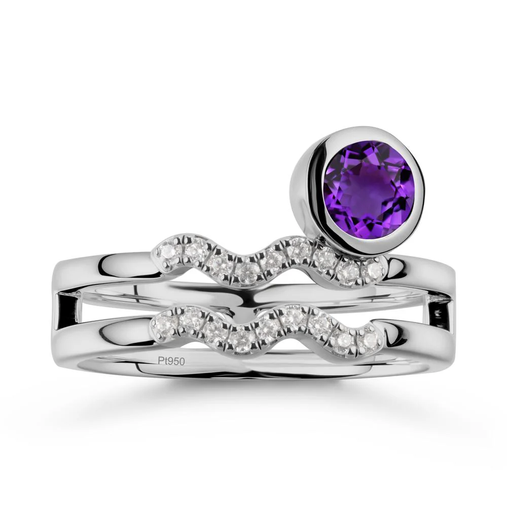 Double Band Aquarius Zodiac Amethyst Ring - Image 8