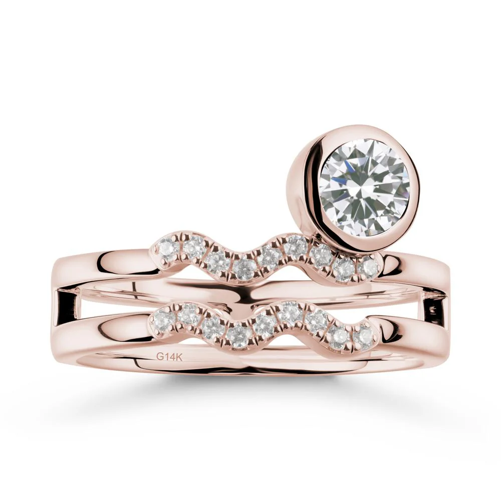 Double Band Aquarius Zodiac Cubic Zirconia Ring - Image 2