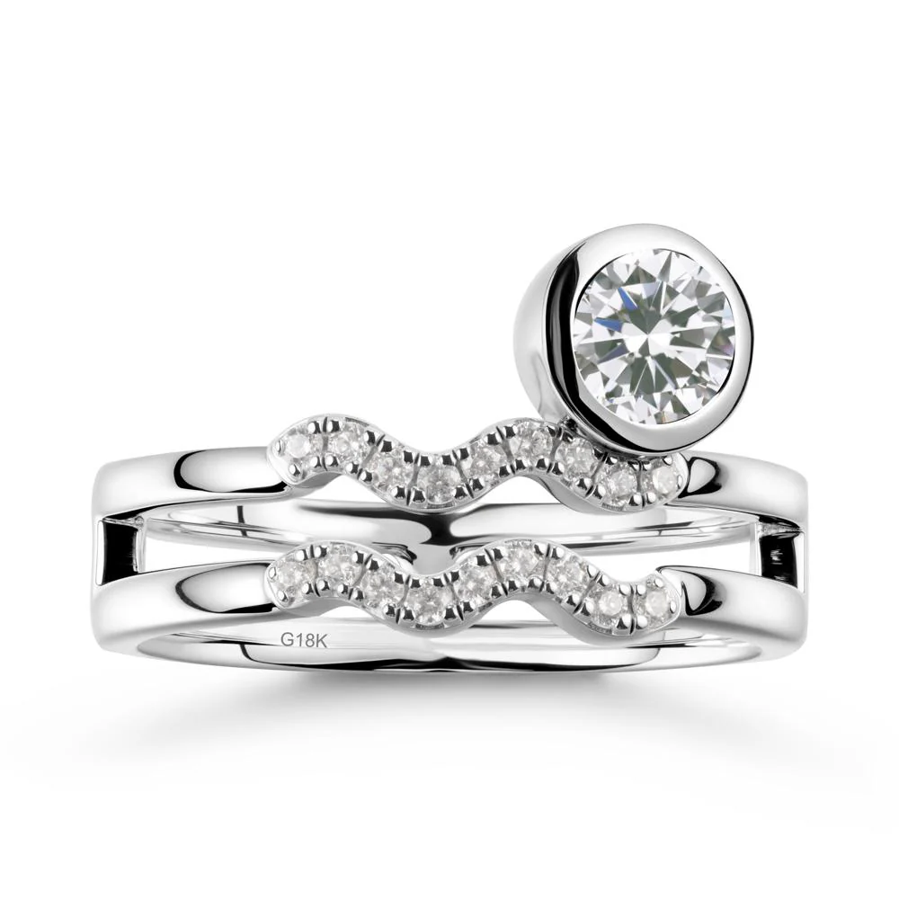 Double Band Aquarius Zodiac Cubic Zirconia Ring - Image 5