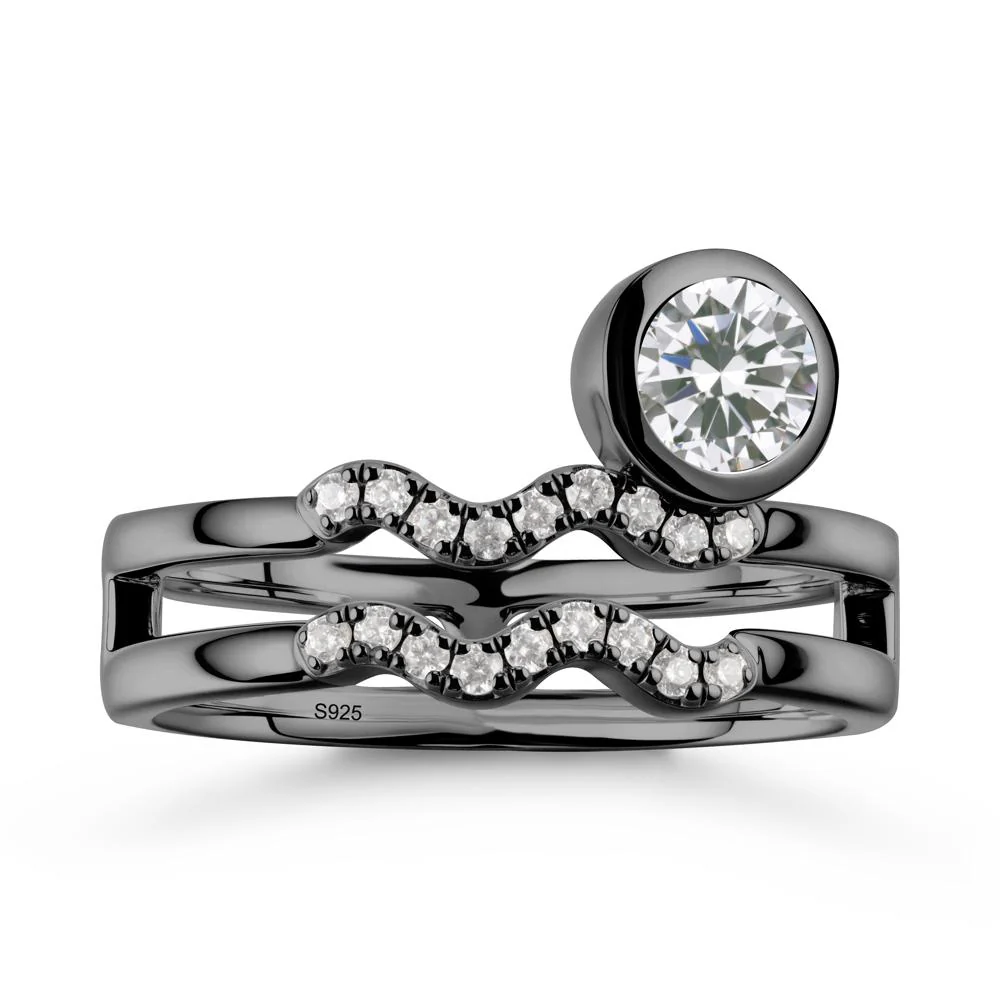 Double Band Aquarius Zodiac Cubic Zirconia Ring - Image 7