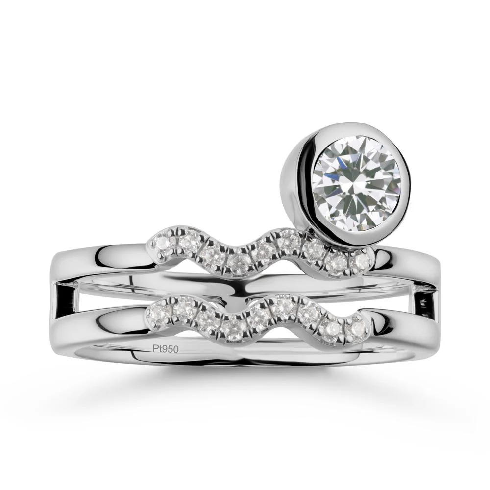Double Band Aquarius Zodiac Cubic Zirconia Ring - Image 8