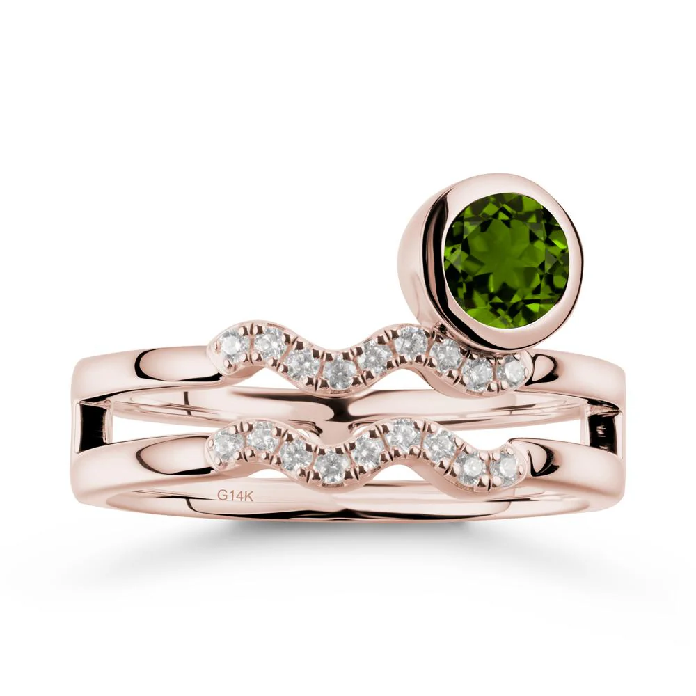 Double Band Aquarius Zodiac Diopside Ring - Image 2