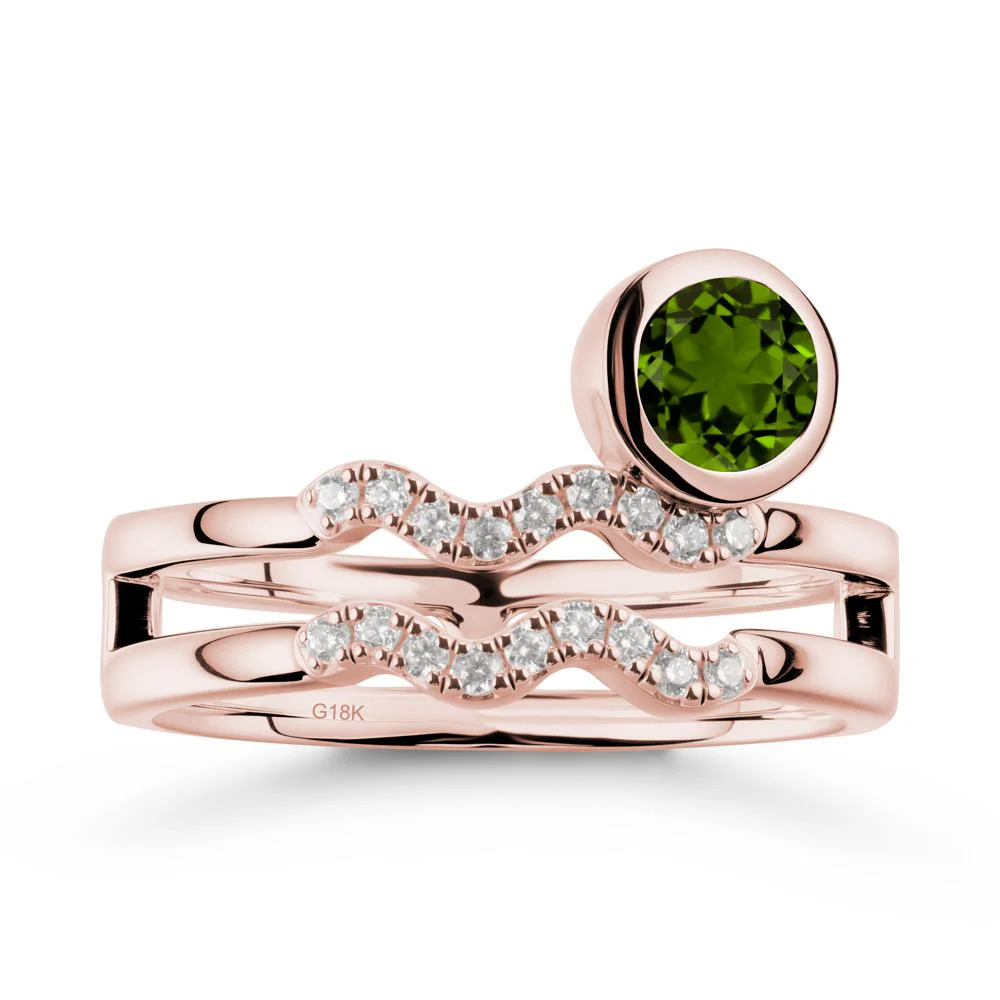 Double Band Aquarius Zodiac Diopside Ring - Image 5