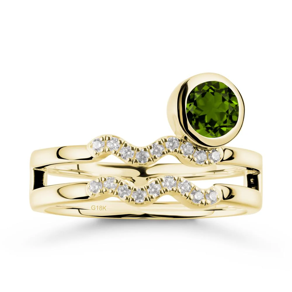 Double Band Aquarius Zodiac Diopside Ring - Image 7