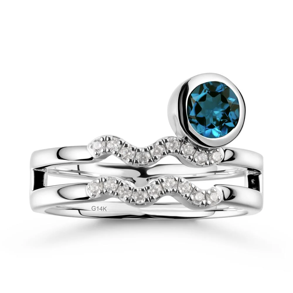 Double Band Aquarius Zodiac London Blue Topaz Ring - Image 2