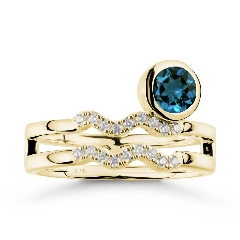 Double Band Aquarius Zodiac London Blue Topaz Ring - Image 6