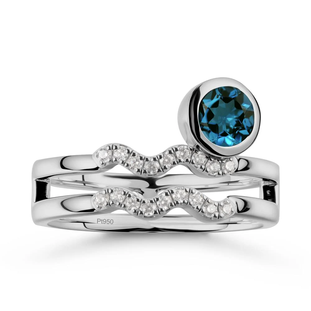 Double Band Aquarius Zodiac London Blue Topaz Ring - Image 8