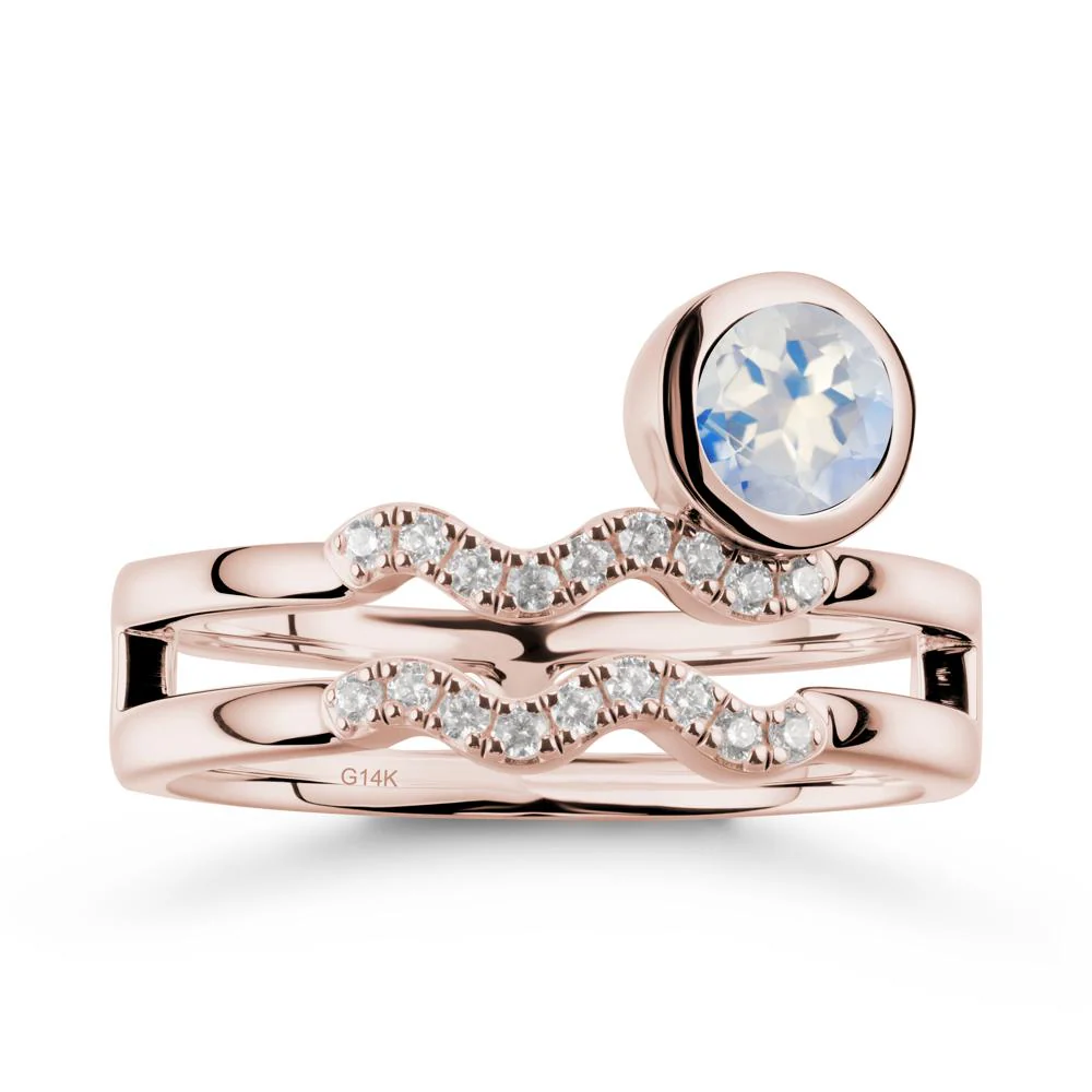 Double Band Aquarius Zodiac Moonstone Ring
