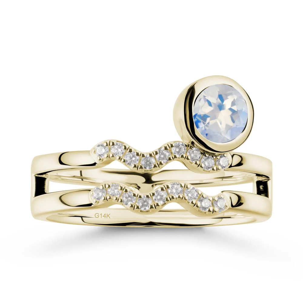 Double Band Aquarius Zodiac Moonstone Ring - Image 3