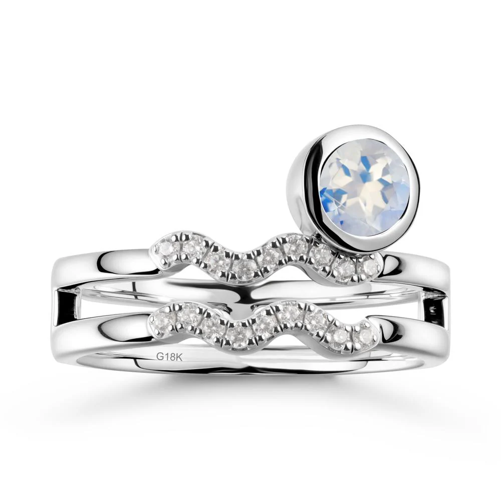 Double Band Aquarius Zodiac Moonstone Ring - Image 5