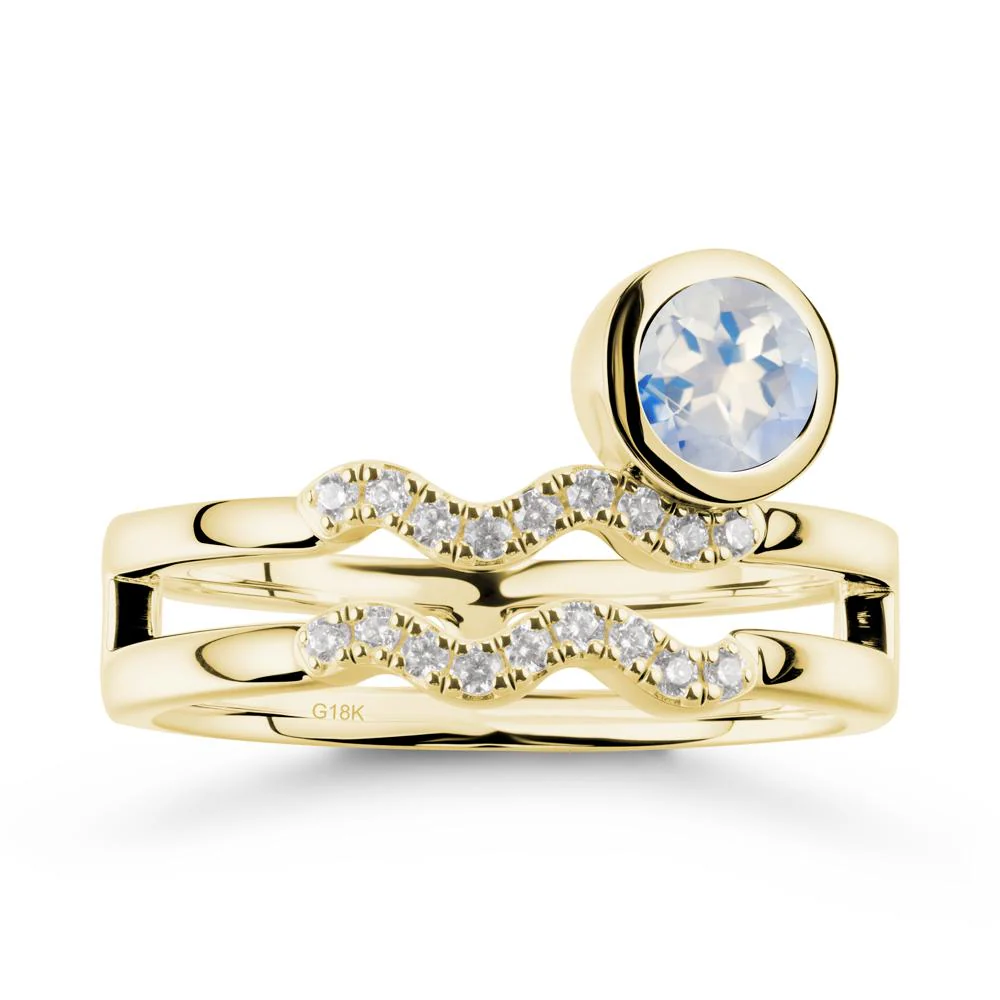 Double Band Aquarius Zodiac Moonstone Ring - Image 6