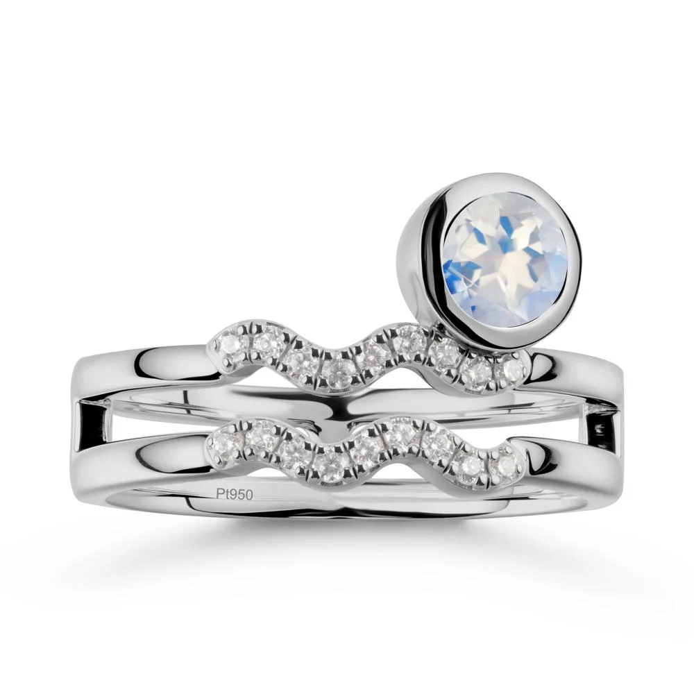 Double Band Aquarius Zodiac Moonstone Ring - Image 8