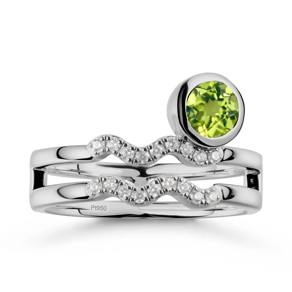 Double Band Aquarius Zodiac Peridot Ring