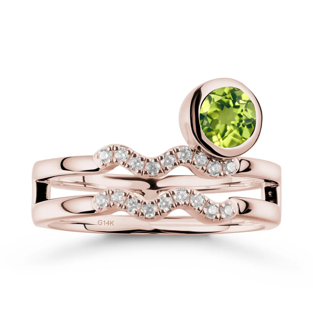 Double Band Aquarius Zodiac Peridot Ring - Image 2