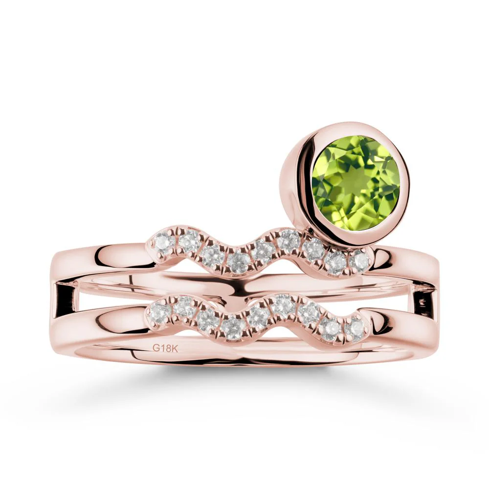Double Band Aquarius Zodiac Peridot Ring - Image 5