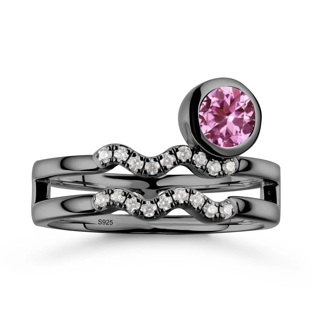 Double Band Aquarius Zodiac Pink Sapphire Ring - Image 7