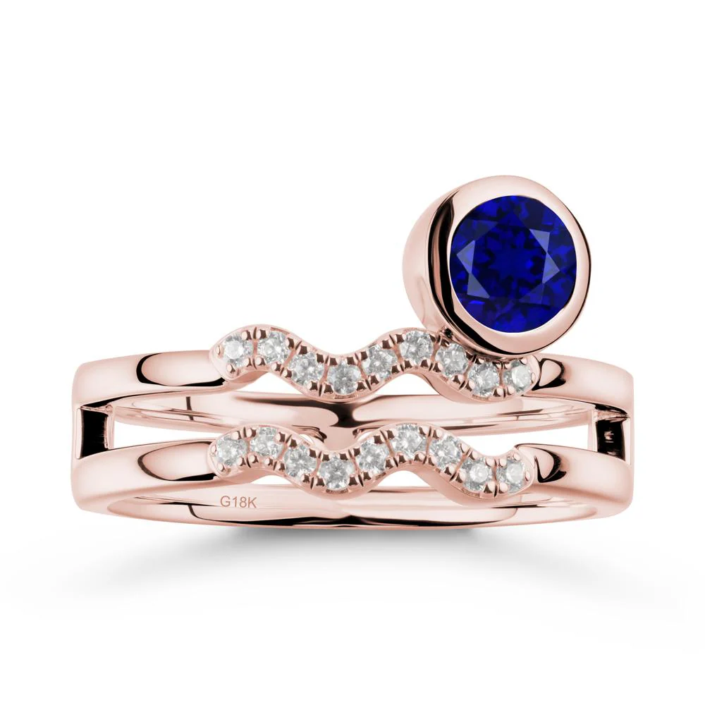 Double Band Aquarius Zodiac Sapphire Ring - Image 4