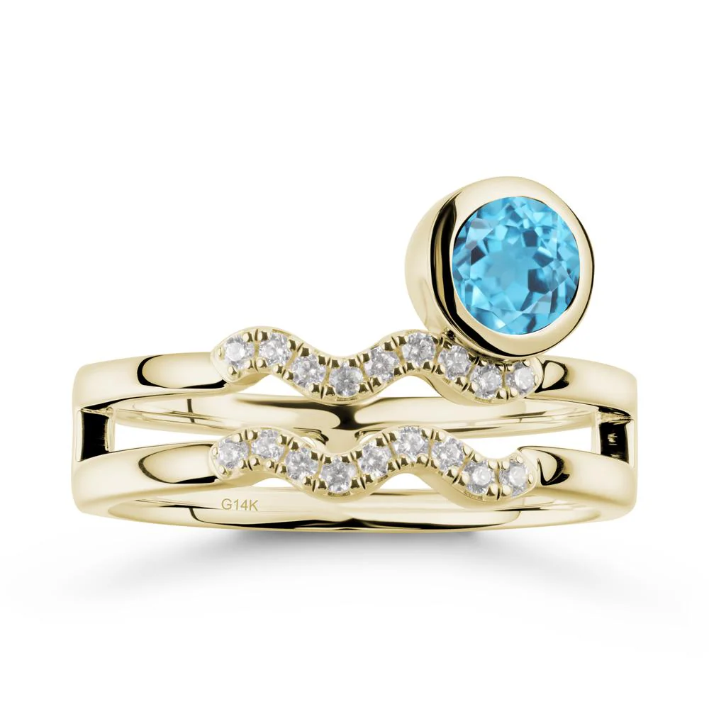 Double Band Aquarius Zodiac Swiss Blue Topaz Ring - Image 4