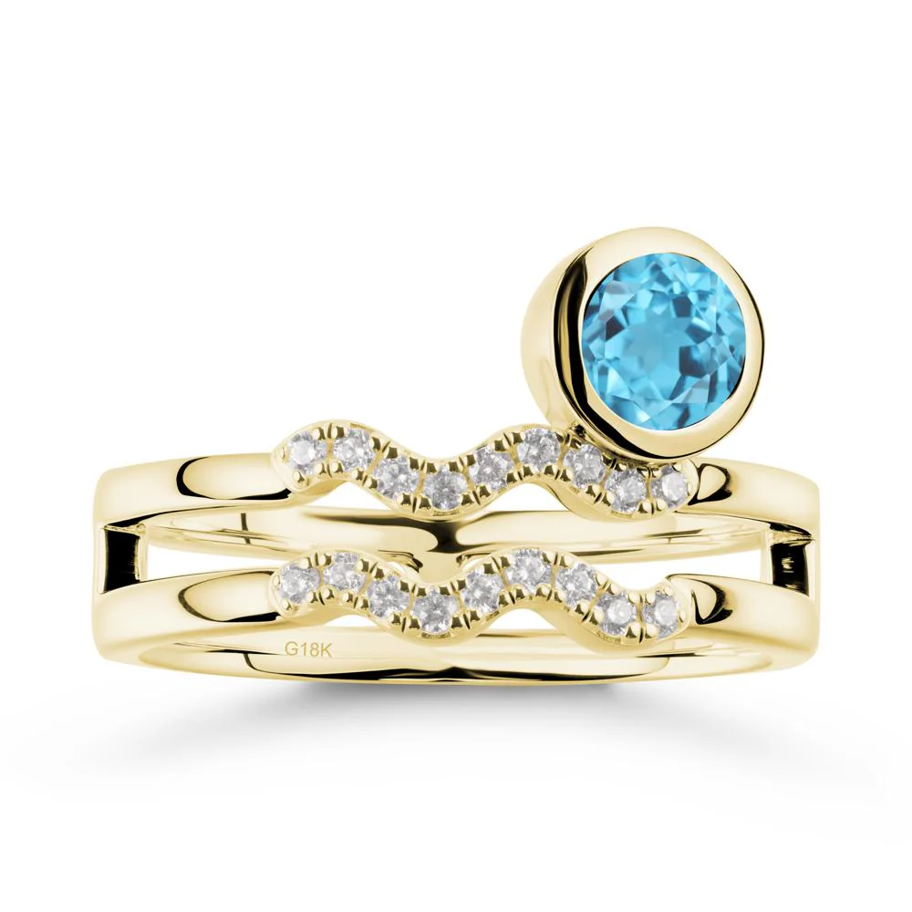 Double Band Aquarius Zodiac Swiss Blue Topaz Ring - Image 7
