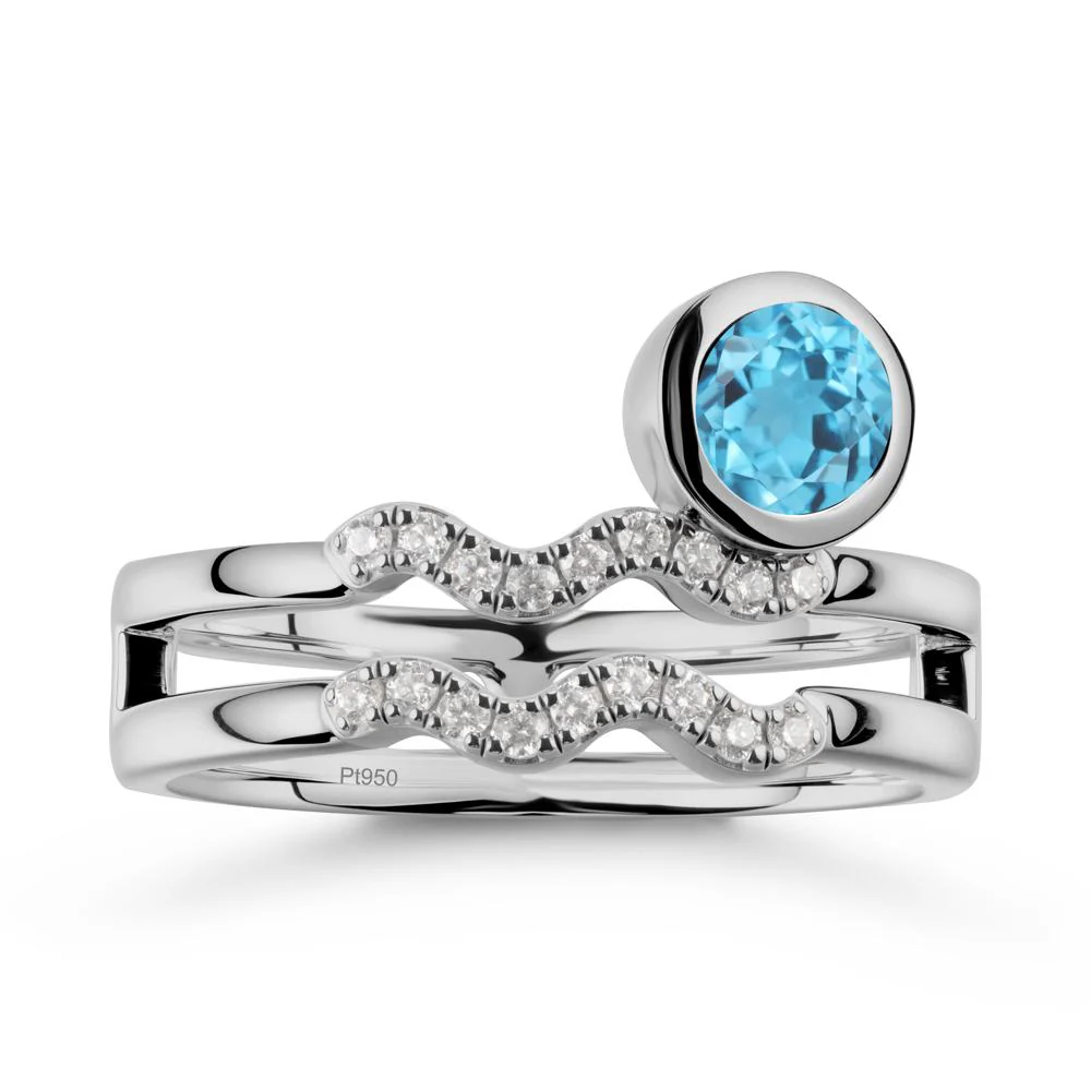 Double Band Aquarius Zodiac Swiss Blue Topaz Ring - Image 9
