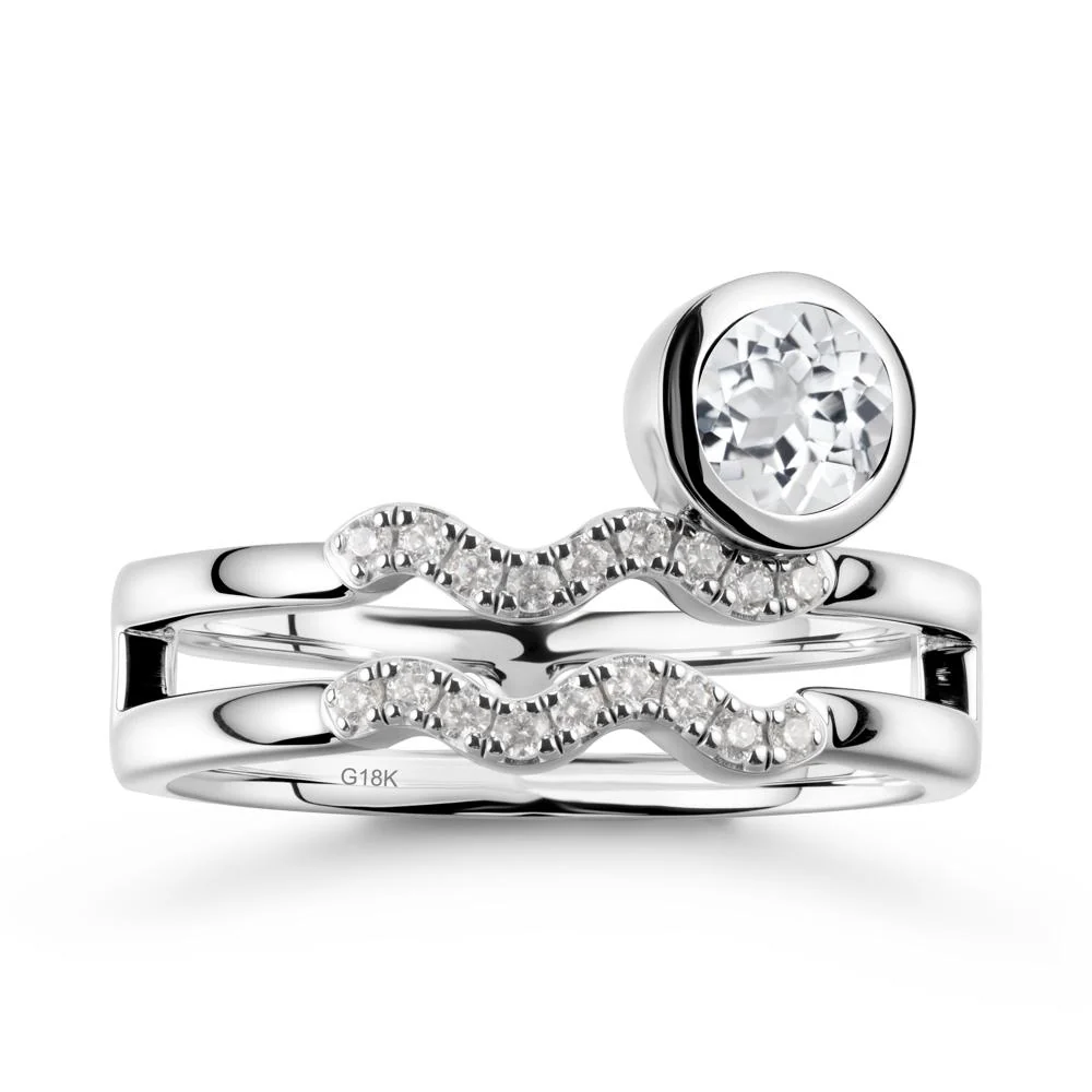 Double Band Aquarius Zodiac White Topaz Ring - Image 5