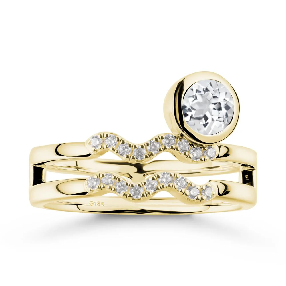 Double Band Aquarius Zodiac White Topaz Ring - Image 6