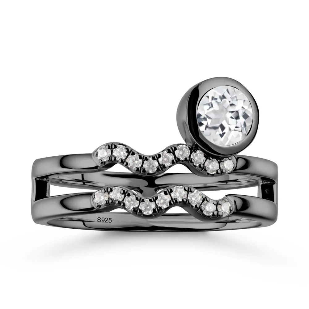 Double Band Aquarius Zodiac White Topaz Ring - Image 7