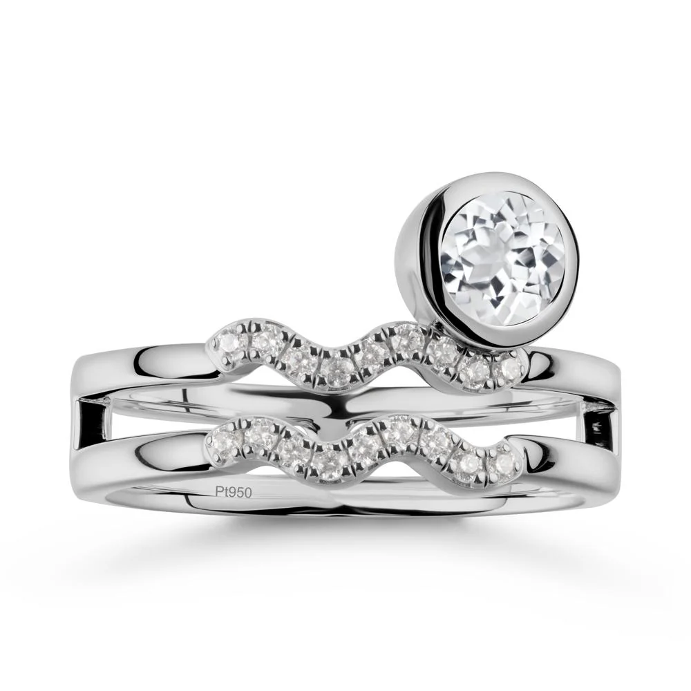 Double Band Aquarius Zodiac White Topaz Ring - Image 8