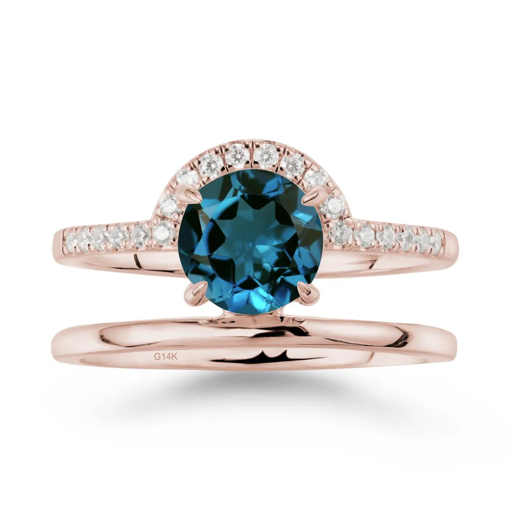 Double Band Creative London Blue Topaz Ring