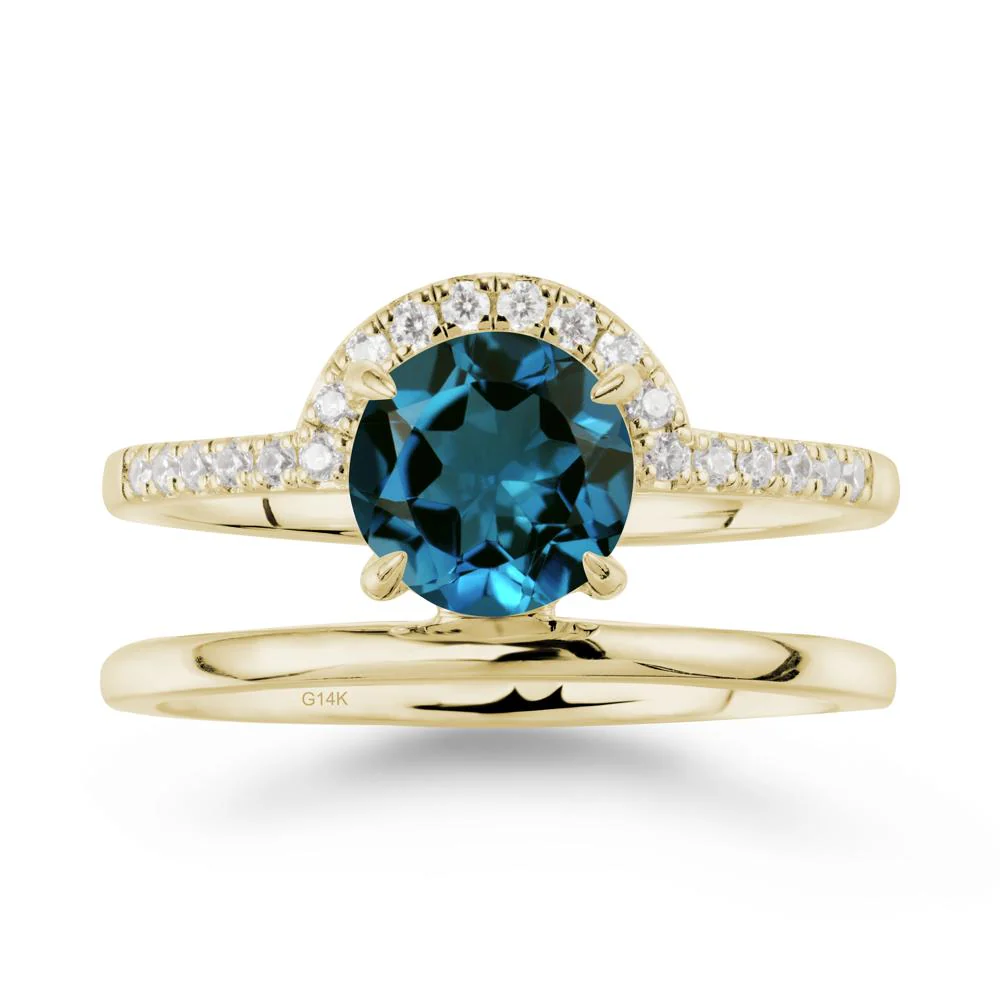 Double Band Creative London Blue Topaz Ring - Image 3