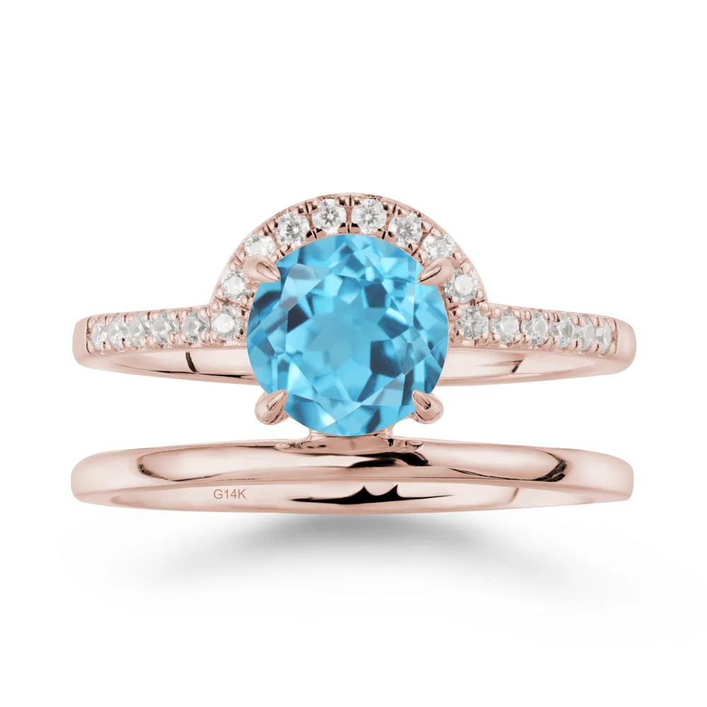 Double Band Creative Swiss Blue Topaz Ring - Image 2